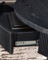 Marstream Black Coffee Table, drawer detail close-up