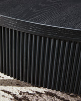 Marstream Black Coffee Table, reeded apron detail