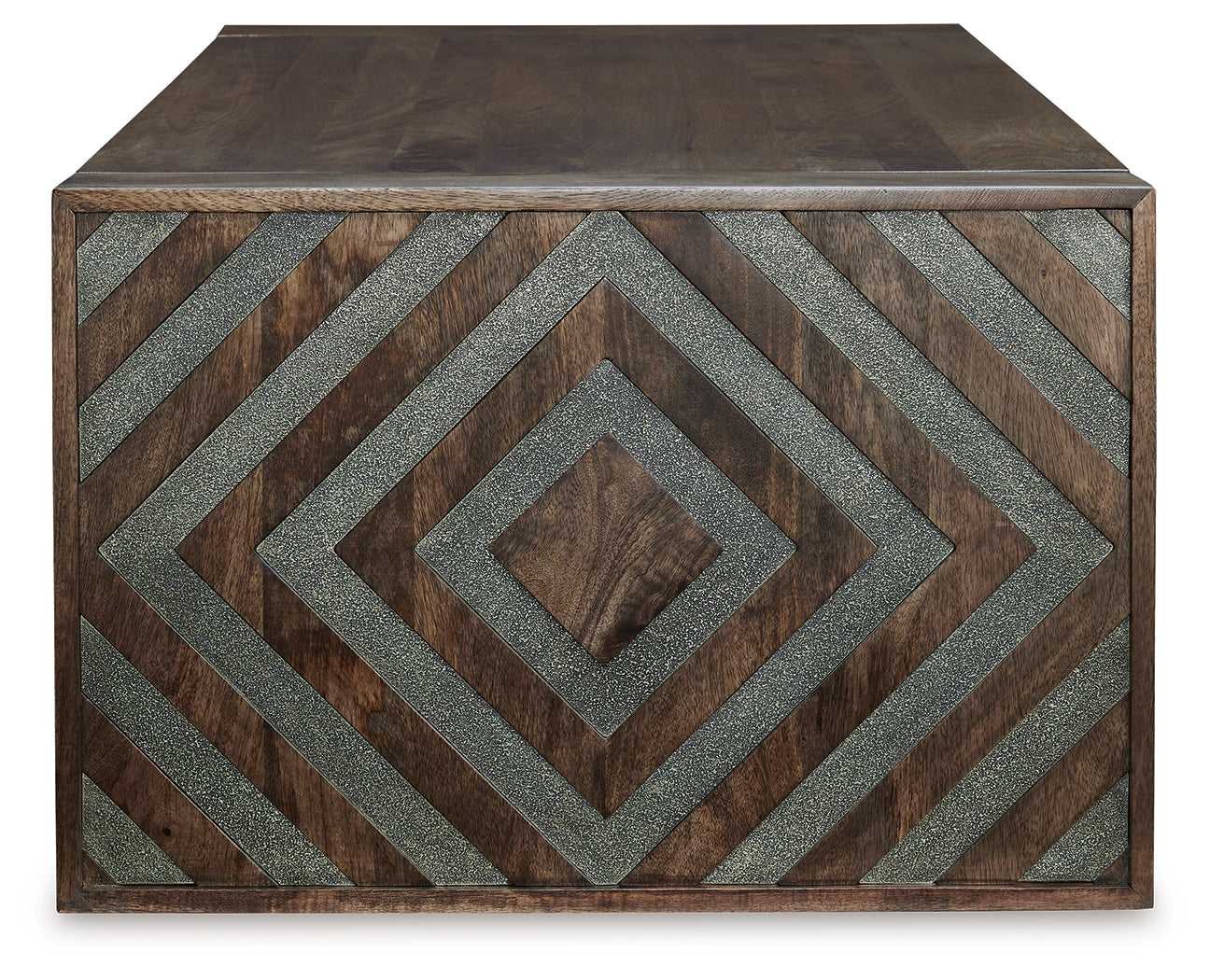 Dreggan coffee table top detail showing diamond pattern sides