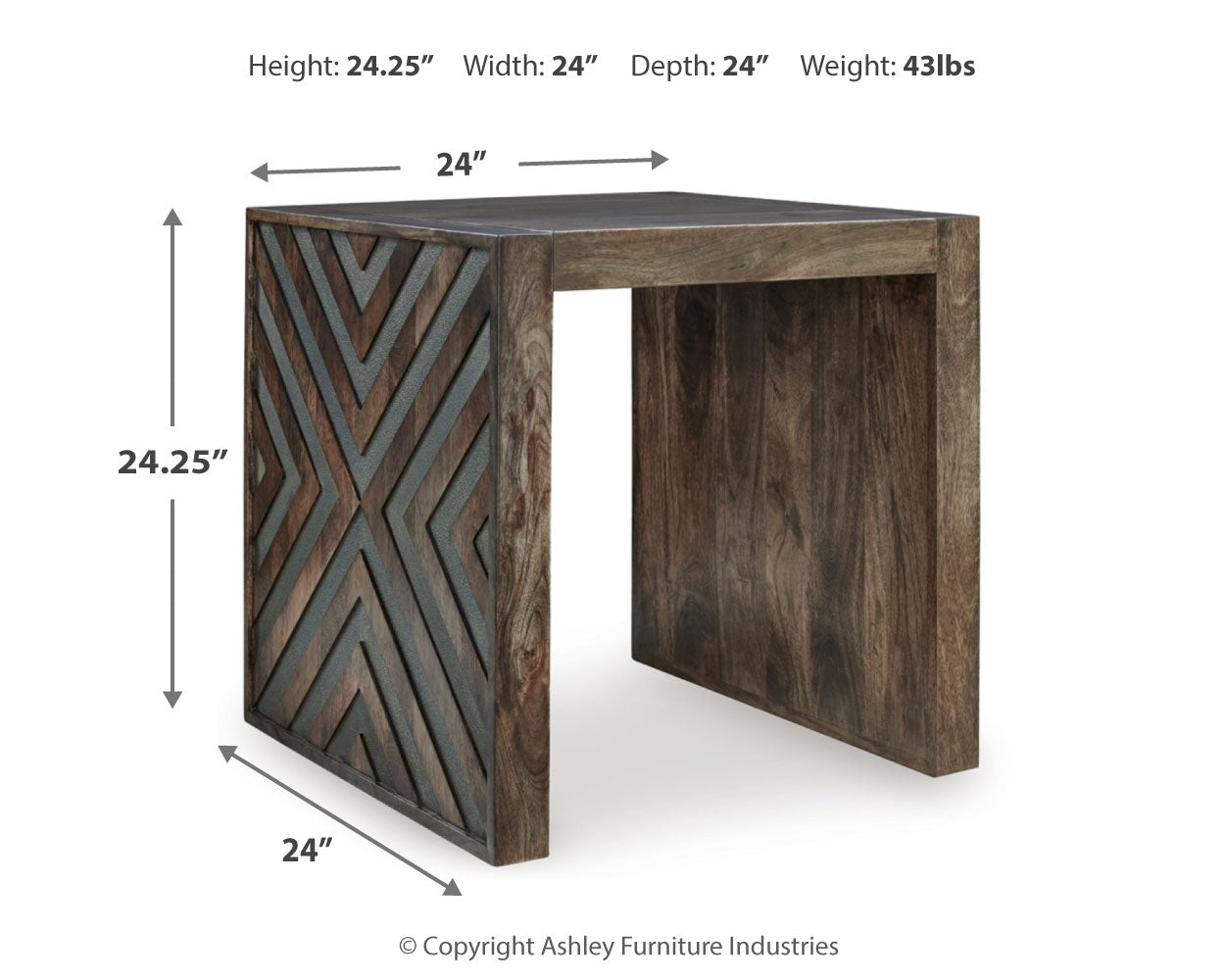 Diamond design close-up on end table side