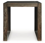 End table side angle showing pattern