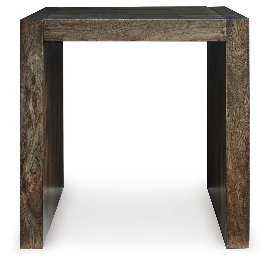 End table side angle showing pattern