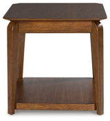 Trenmour end table lower shelf close-up