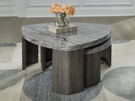 Closeup of pivot mechanism on Surmour Stacked Coffee Table
