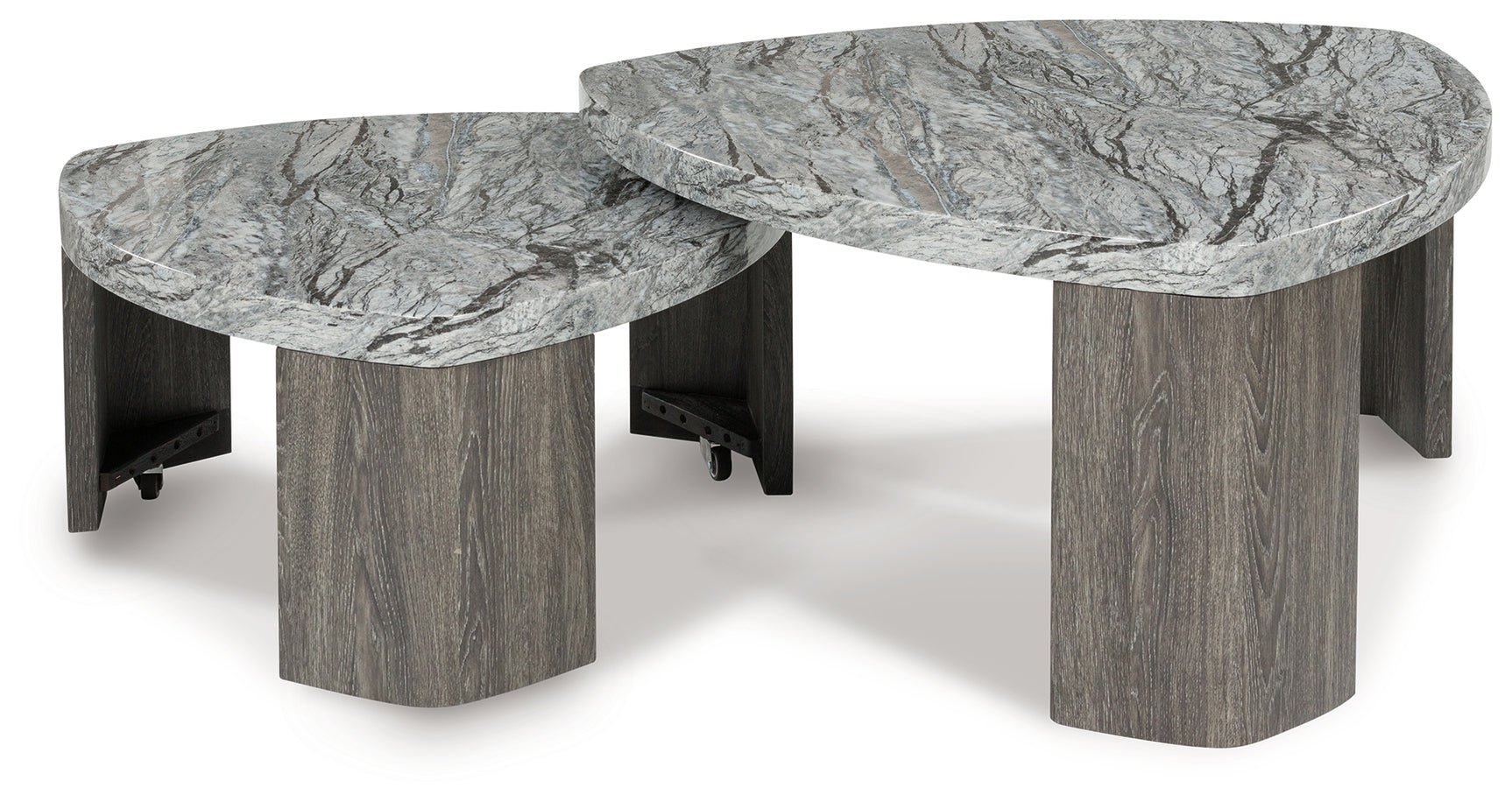 Top view of Surmour Coffee Table showing faux marble laminate surface