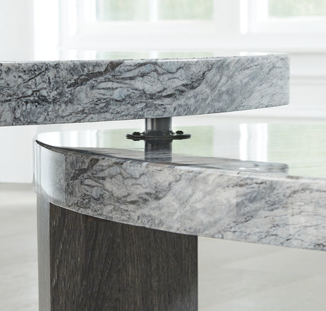 Detail of caster wheels under Surmour Coffee Table leg