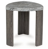 Surmour end table top view displaying gray faux marble finish