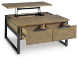 Montia Light Brown Lift-Top Coffee Table angled view