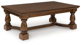 Side view of Sturlayne brown coffee table