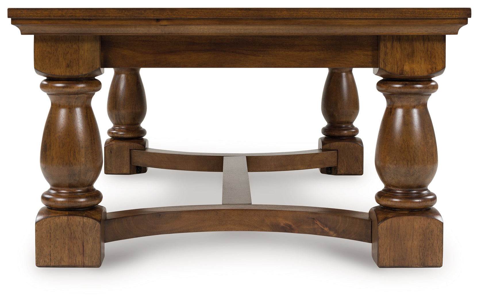 Top view of Sturlayne brown coffee table rectangular surface