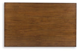 Close-up of Sturlayne brown coffee table finish texture