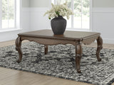 Maylee Coffee Table dark brown traditional style angled view