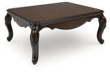 Maylee Coffee Table dark brown traditional style angled view