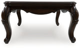 Maylee Coffee Table dark brown traditional style angled view