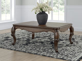 Maylee Coffee Table dark brown traditional style angled view