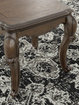 Alternate close-up of apron decorative detailing on Maylee end table