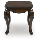 Close top view showing surface finish on Maylee end table