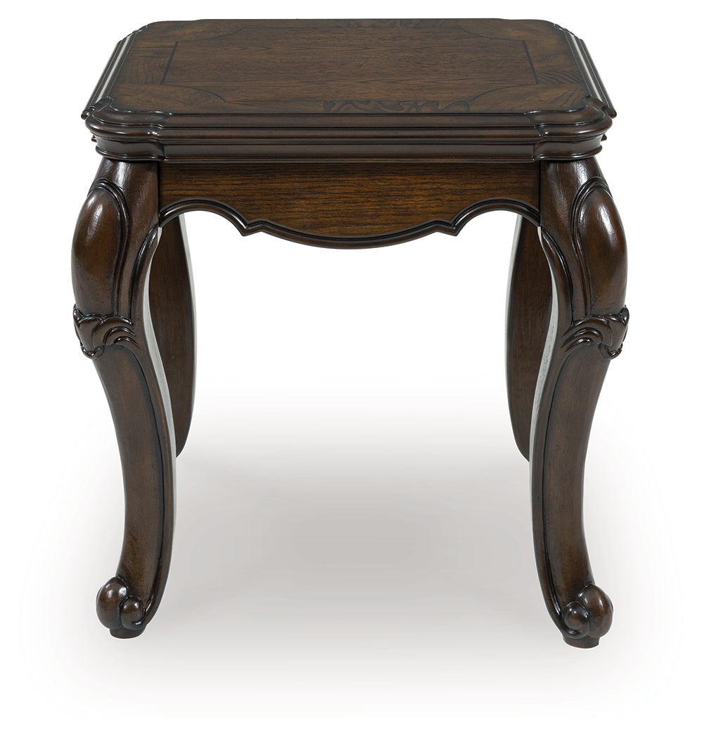 Close top view showing surface finish on Maylee end table