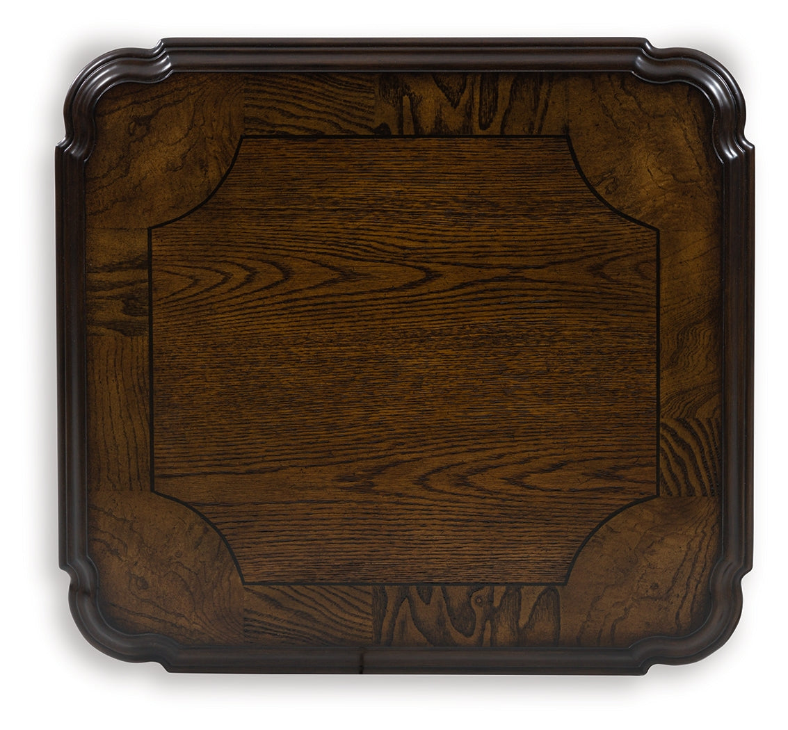 Detailed view of leg carving on Maylee end table