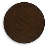 Frallyn round end table top view showing faux marble laminate surface