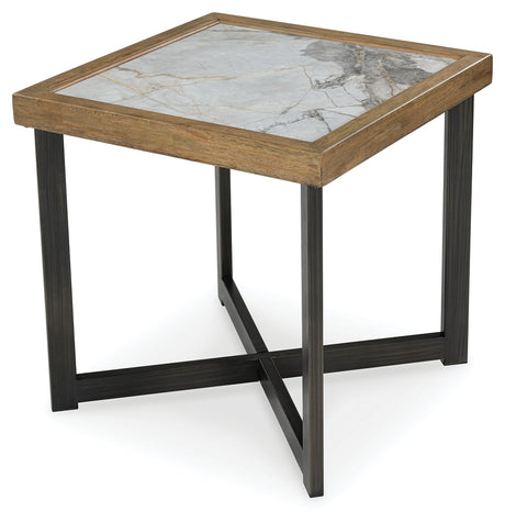 Close-up of Montia End Table sintered stone tile surface