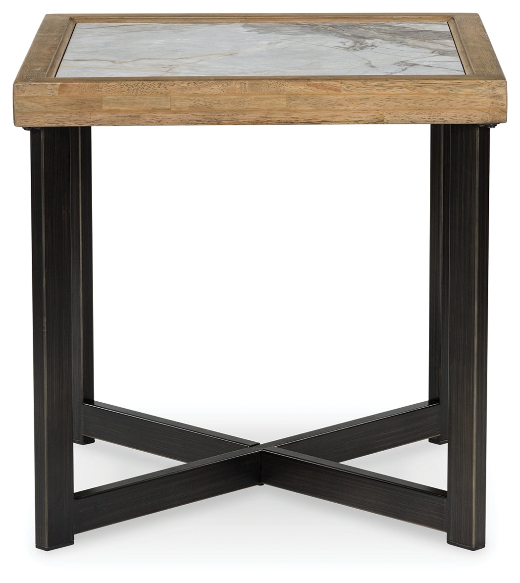 Montia End Table front on view highlighting lower shelf