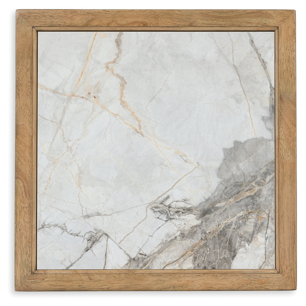 Top view of Montia End Table showing detailed tile surface