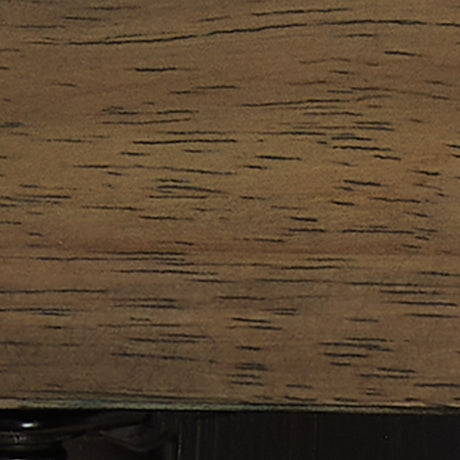 Montia End Table finish detail showing light wood-tone and black frame