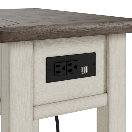 Bolanburg two-tone coffee table with two end tables in textured antique white finish