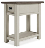 Close-up of black faceted hardware on Bolanburg end table