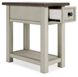 Top view showing plank-styled two-tone finish of Bolanburg end table
