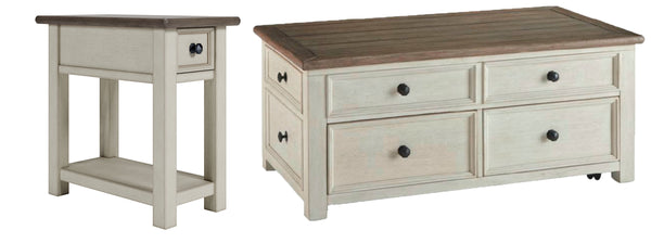 End table from Bolanburg set with storage drawer and open shelf