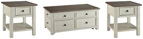 Bolanburg coffee and end table set angled view