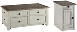 Bolanburg two-tone coffee table and end table set, angled view