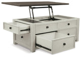 Bolanburg Coffee Table lift top open showing storage