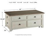Bolanburg Two-tone Coffee Table with Lift Top front view