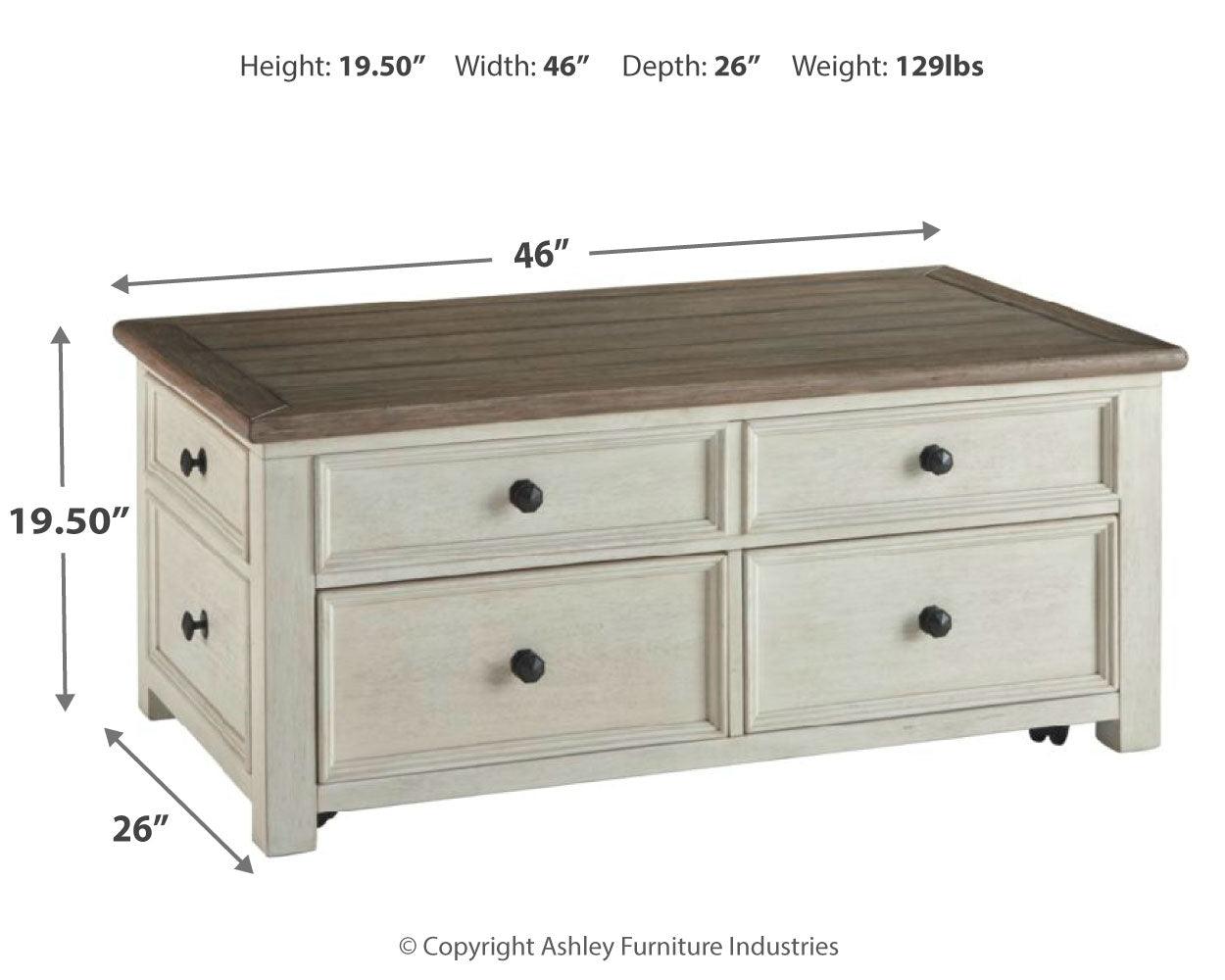 Bolanburg Two-tone Coffee Table with Lift Top front view