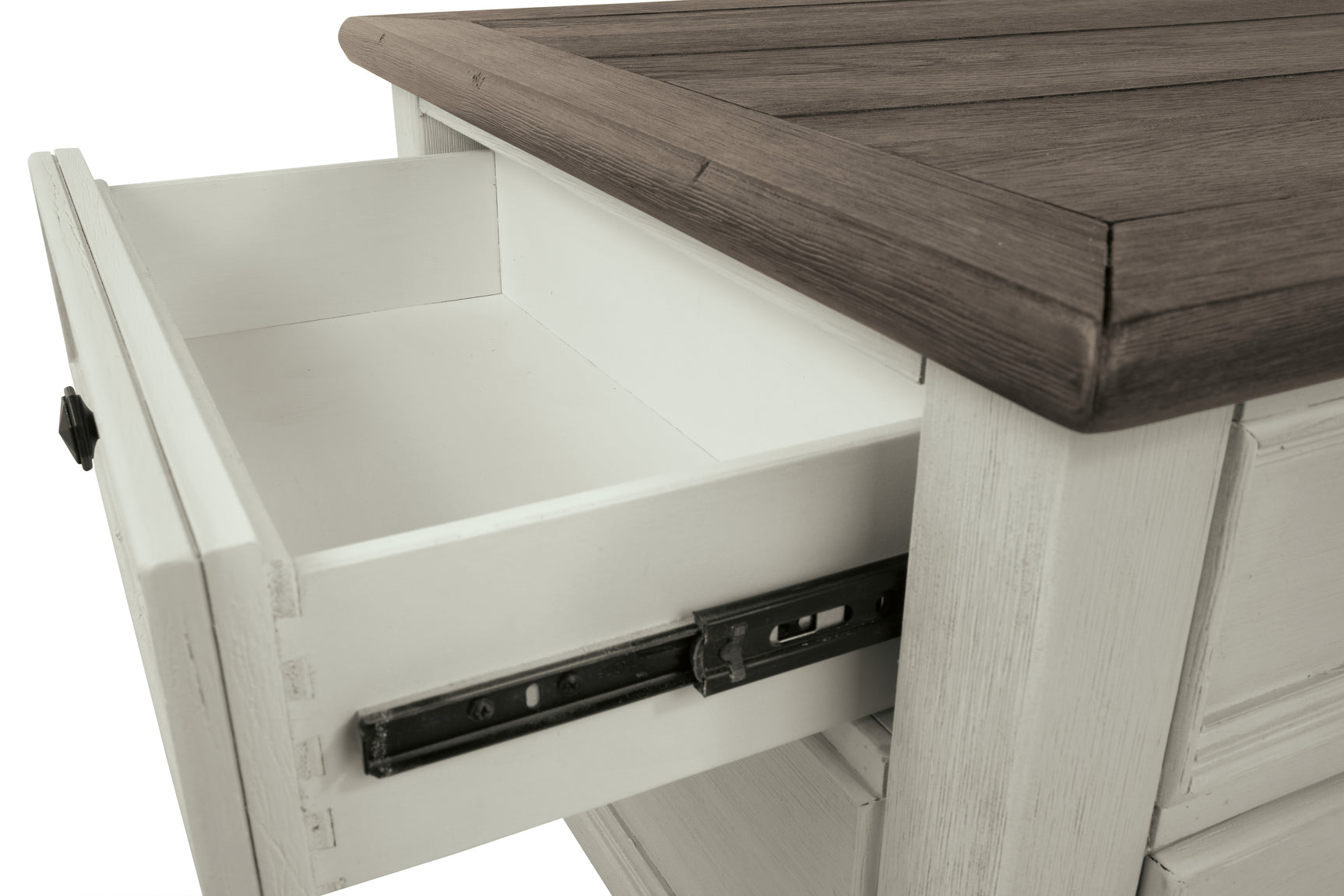 Bolanburg two-tone coffee table and end table set, angled view