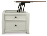Bolanburg Coffee Table front drawer open showing interior