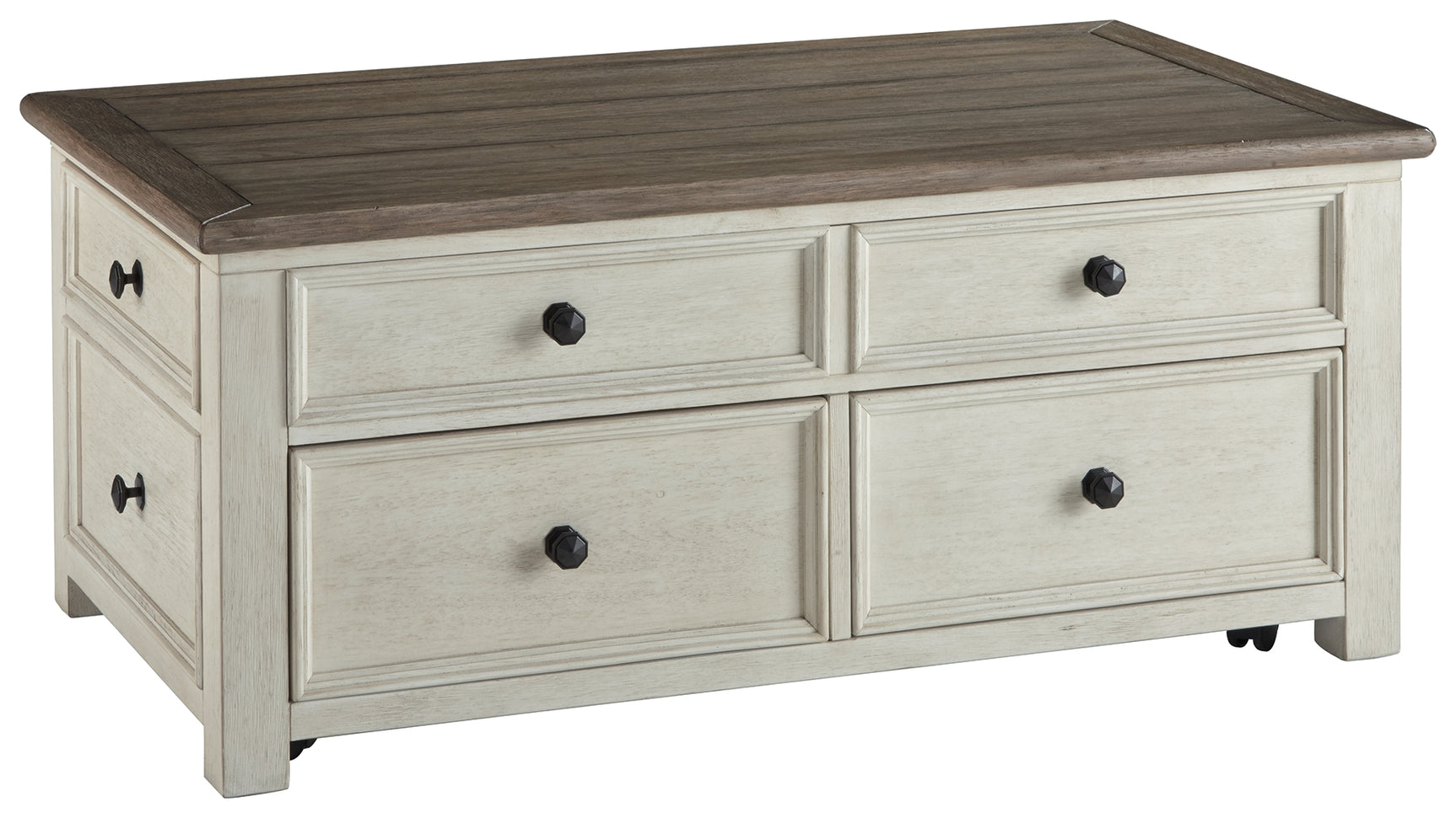Close-up of Bolanburg coffee table plank-and-frame top