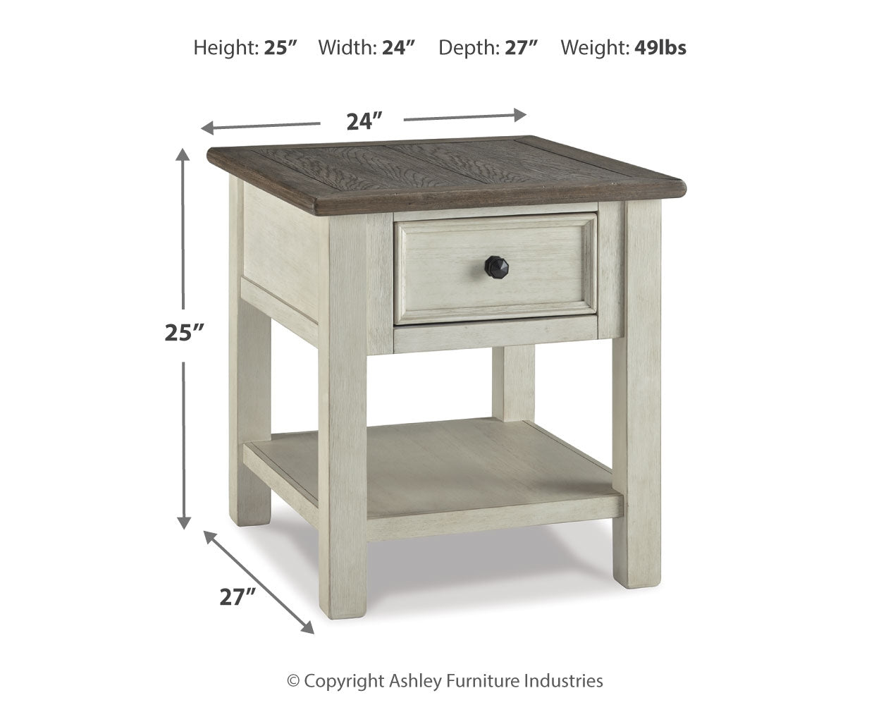 Lifestyle image of Bolanburg two-tone end tables in living room setting