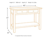 Dimension diagram of Bolanburg Two-Tone Sofa Console Table