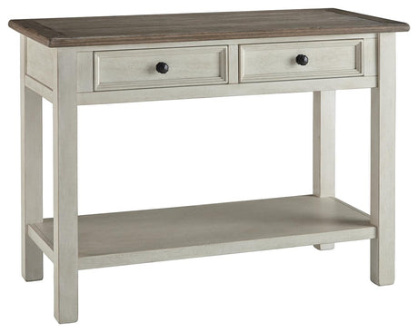 Bolanburg sofa console table showcasing metal hardware