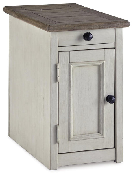 Bolanburg end table showing textured two-tone antique finish