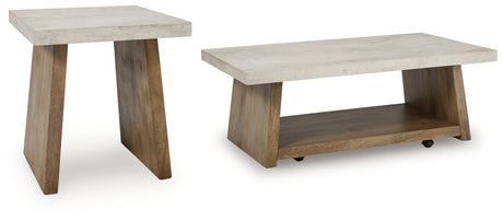 Brendalhouse end table in light brown finish, front view