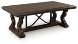 Maylee Coffee Table front view dark brown finish