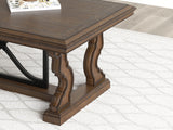 Maylee Coffee Table dark brown traditional style angled view