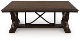 Maylee Coffee Table side view with scrolled legs