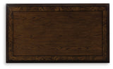 Maylee Coffee Table detailed view of decorative metal stretcher
