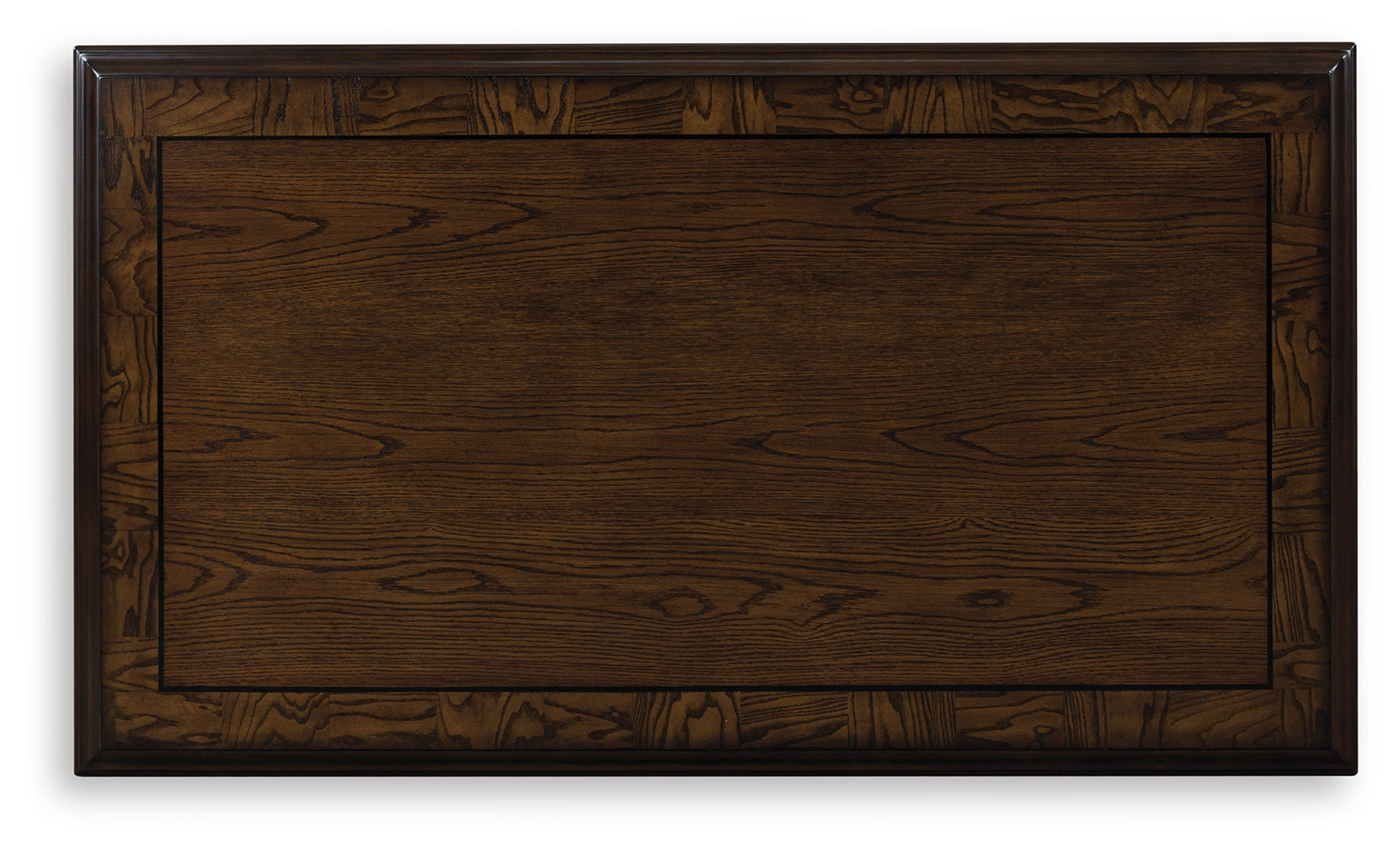 Maylee Coffee Table detailed view of decorative metal stretcher